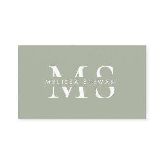 Elegant monogram modern sage green professional