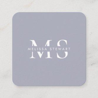 Elegant monogram modern silver gray rounded square