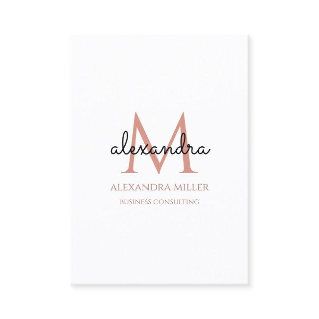 Elegant Monogram Name Blush Pink White Black