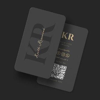 Elegant Monogram QR Code Professional Dark Grey