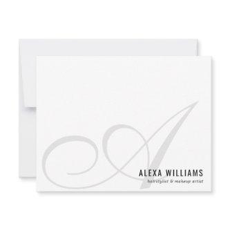 Elegant Monogram Script Initial Simple Business Note Card