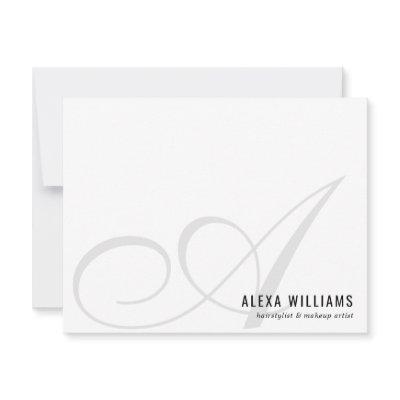 Elegant Monogram Script Initial Simple Business Note Card