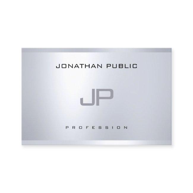 Elegant Monogram Silver Look Sleek Modern Plain