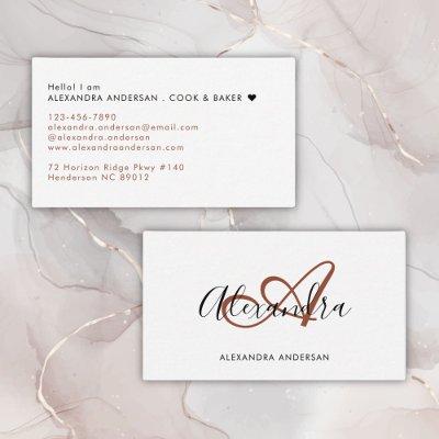Elegant Monogram Terracotta Orange Script Name
