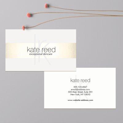 Elegant Monogram White Modern Gold Striped