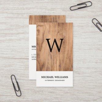 Elegant Monogram Wood Professional