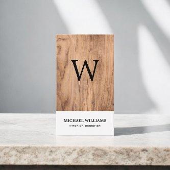 Elegant Monogram Wood Professional