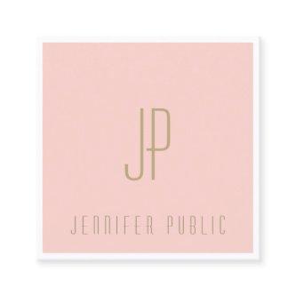 Elegant Monogrammed Blush Pink Gold Text Modern Square