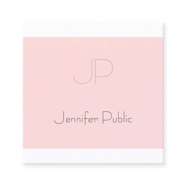 Elegant Monogrammed Clean Plain Trendy Blush Pink Square