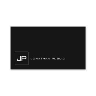 Elegant Monogrammed Modern Black White Plain