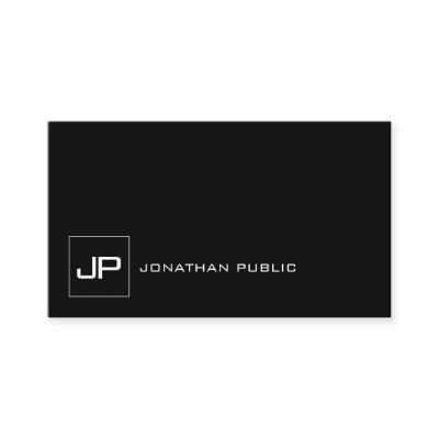 Elegant Monogrammed Modern Black White Plain