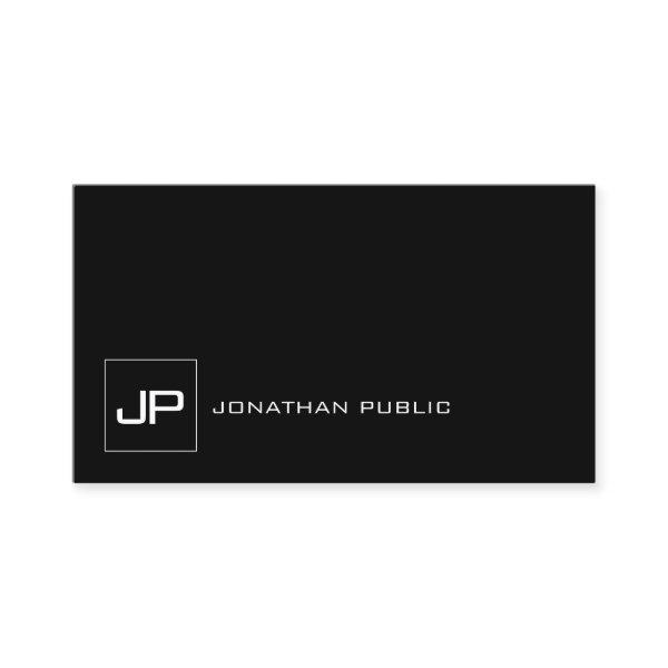 Elegant Monogrammed Modern Black White Plain