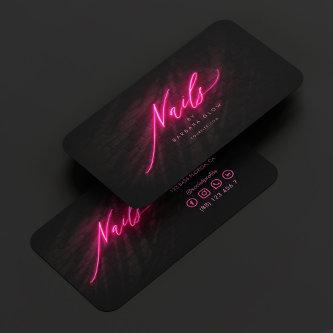 Elegant Nail Artist Manicures Hot Pink Neon