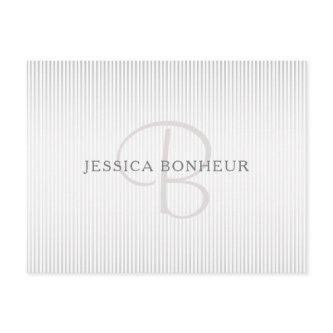 Elegant Name Monogram & Thin Grey Ombre Stripes Postcard
