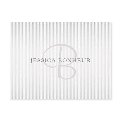 Elegant Name Monogram & Thin Grey Ombre Stripes Postcard