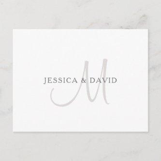 Elegant Name Monogram | White & Grey Postcard