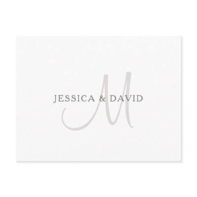 Elegant Name Monogram | White & Grey Postcard