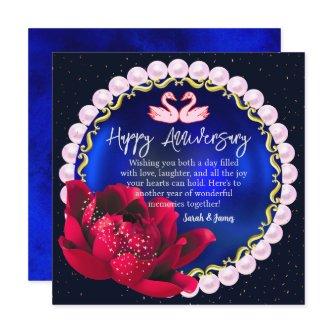 Elegant Navy-Blue 5th Happy Wedding Anniversary Card