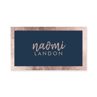 Elegant navy blue and rose gold modern minimalist