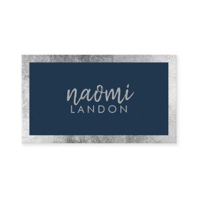 Elegant navy blue and silver modern minimalist