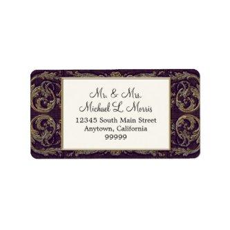 Elegant Navy Blue Baroque Wedding Return Address Label