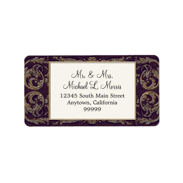 Elegant Navy Blue Baroque Wedding Return Address Label