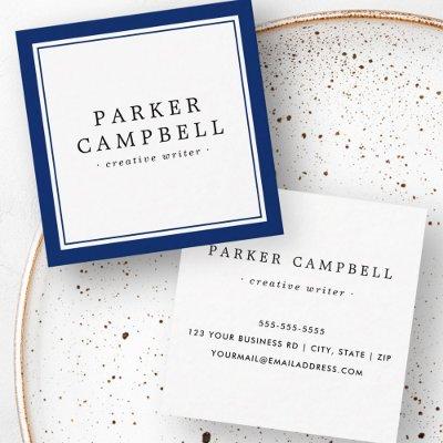 Elegant navy blue border professional minimalist square
