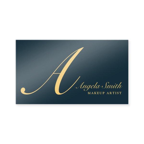 Elegant navy blue gold monogram initial classy