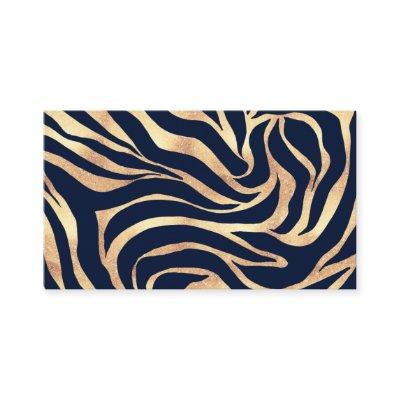 Elegant Navy Blue Gold Zebra Print