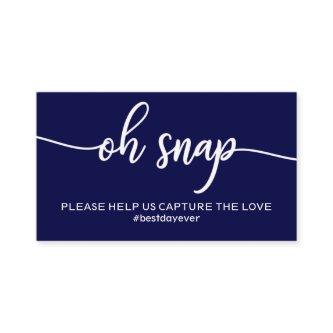 Elegant Navy Blue Oh Snap Wedding Hashtag