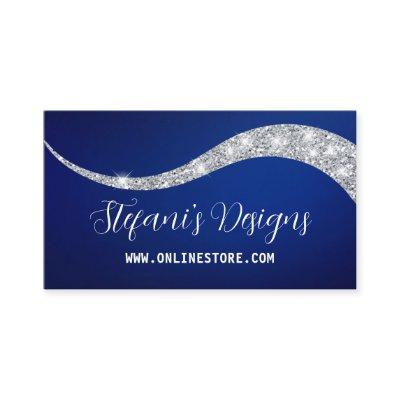 Elegant Navy blue silver faux glitter Online Store