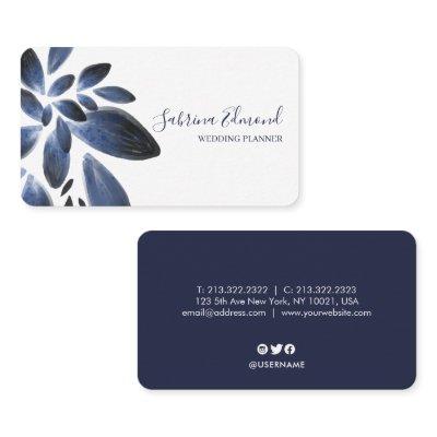 Elegant Navy Blue Succulent Foliage Signature