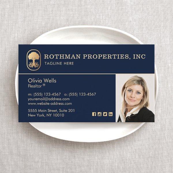 Elegant Navy Real Estate Agent Photo