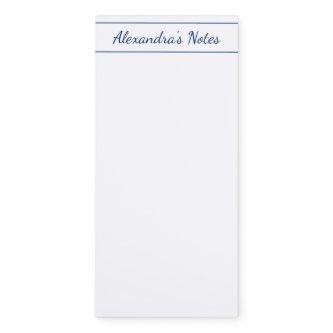 Elegant Navy Script Personalized Border  Magnetic Magnetic Notepad