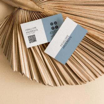 Elegant Neutral Blue QR Code Boho Chic Modern