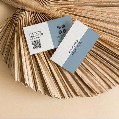Elegant Neutral Blue QR Code Boho Chic Modern