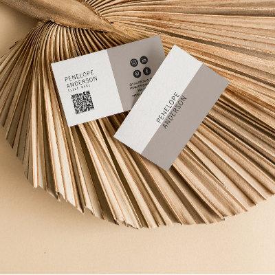Elegant Neutral Gray Minimalist QR Code Modern