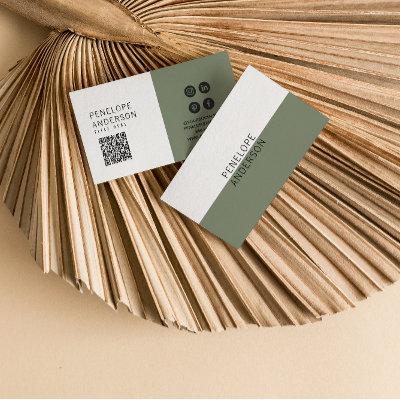 Elegant Neutral Green QR Code Boho Chic Modern