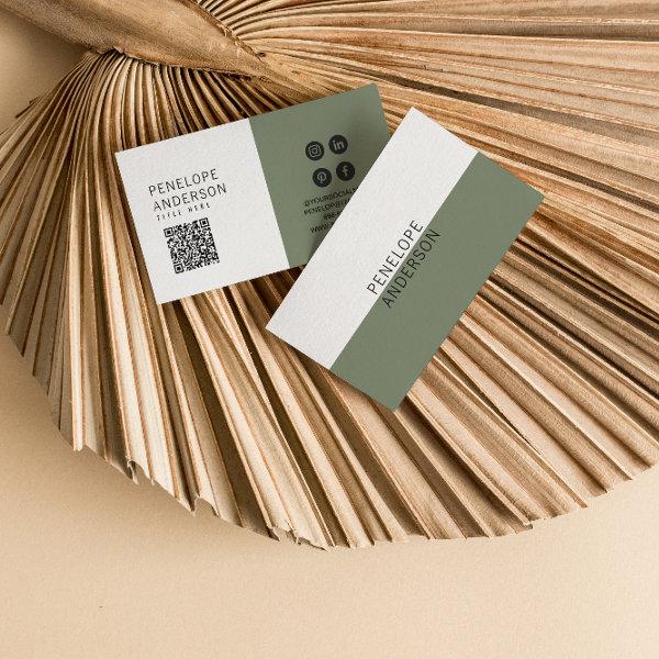 Elegant Neutral Green QR Code Boho Chic Modern
