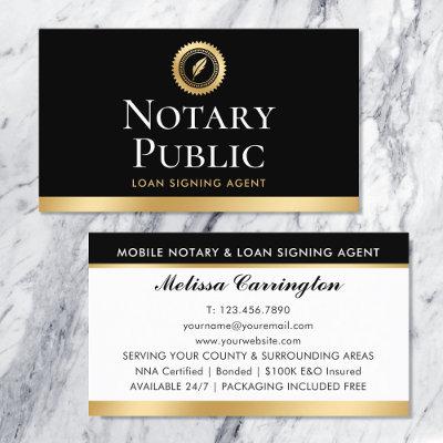 Elegant Notary Loan Signing Agent Gold Black
