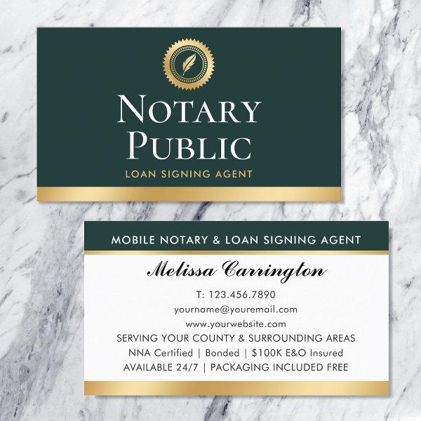 Elegant Notary Loan Signing Agent Gold Dark Green