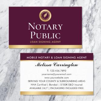 Elegant Notary Loan Signing Agent Gold Dark Pink