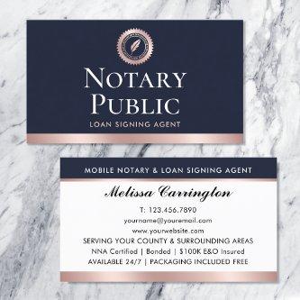 Elegant Notary Loan Signing Agent Rose Gold Blue