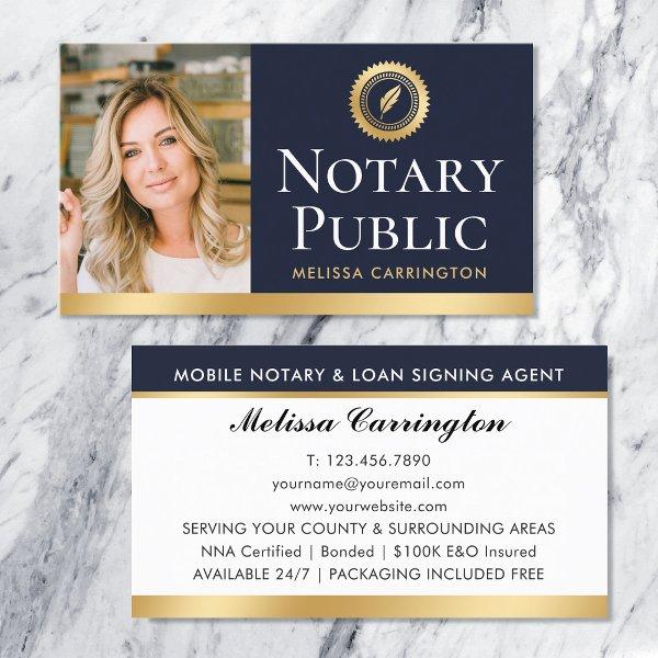 Elegant Notary Public Photo Gold Dark Blue