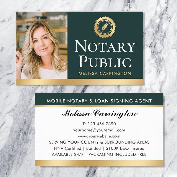 Elegant Notary Public Photo Gold Dark Green