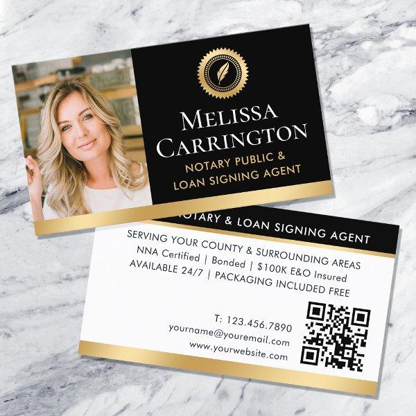 Elegant Notary Public Photo QR Code Gold Black