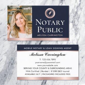 Elegant Notary Public Photo Rose Gold Navy Blue