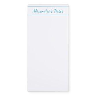 Elegant Ocean Blue Script Personalized Border Magnetic Notepad