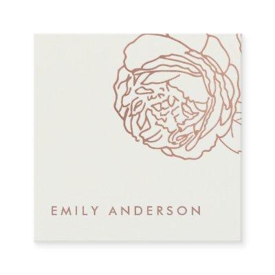 ELEGANT OFF WHITE BLUSH PINK ROSE GOLD FLORAL SQUARE