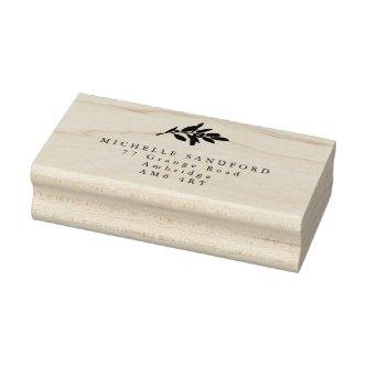 Elegant Olive Branch Return Address Rubber Stamp